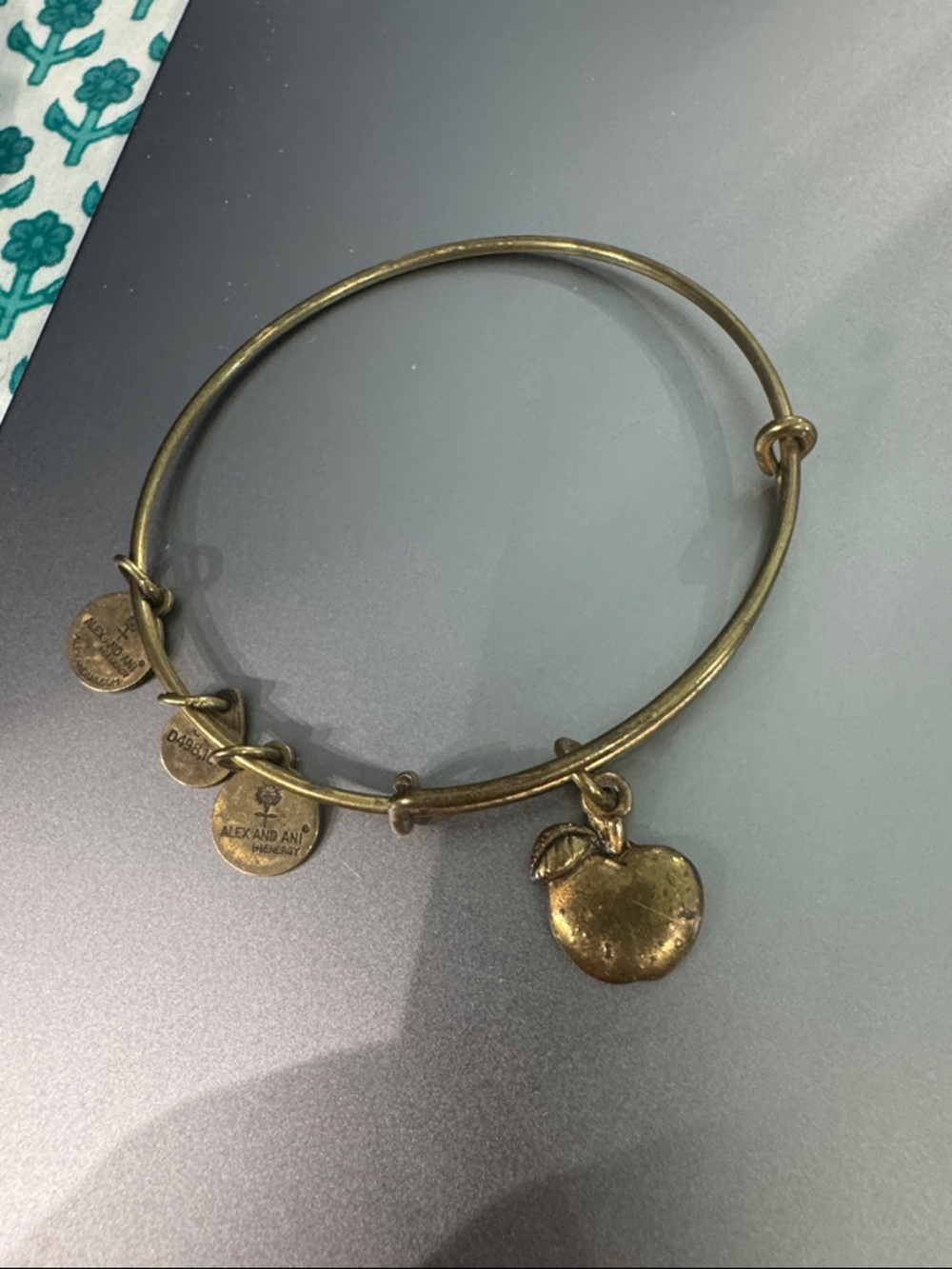 Alex and Ani Gold Apple Charm Bangle Bracelet